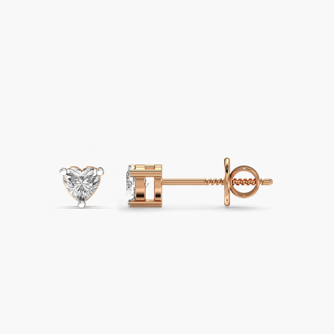 True Love Studs - 3D View in Rose Gold - Diamond Stud by Moena
