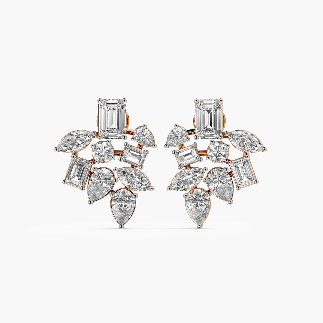 Celeste Bloom Studs - Front View in Rose Gold - Diamond Stud by Moena