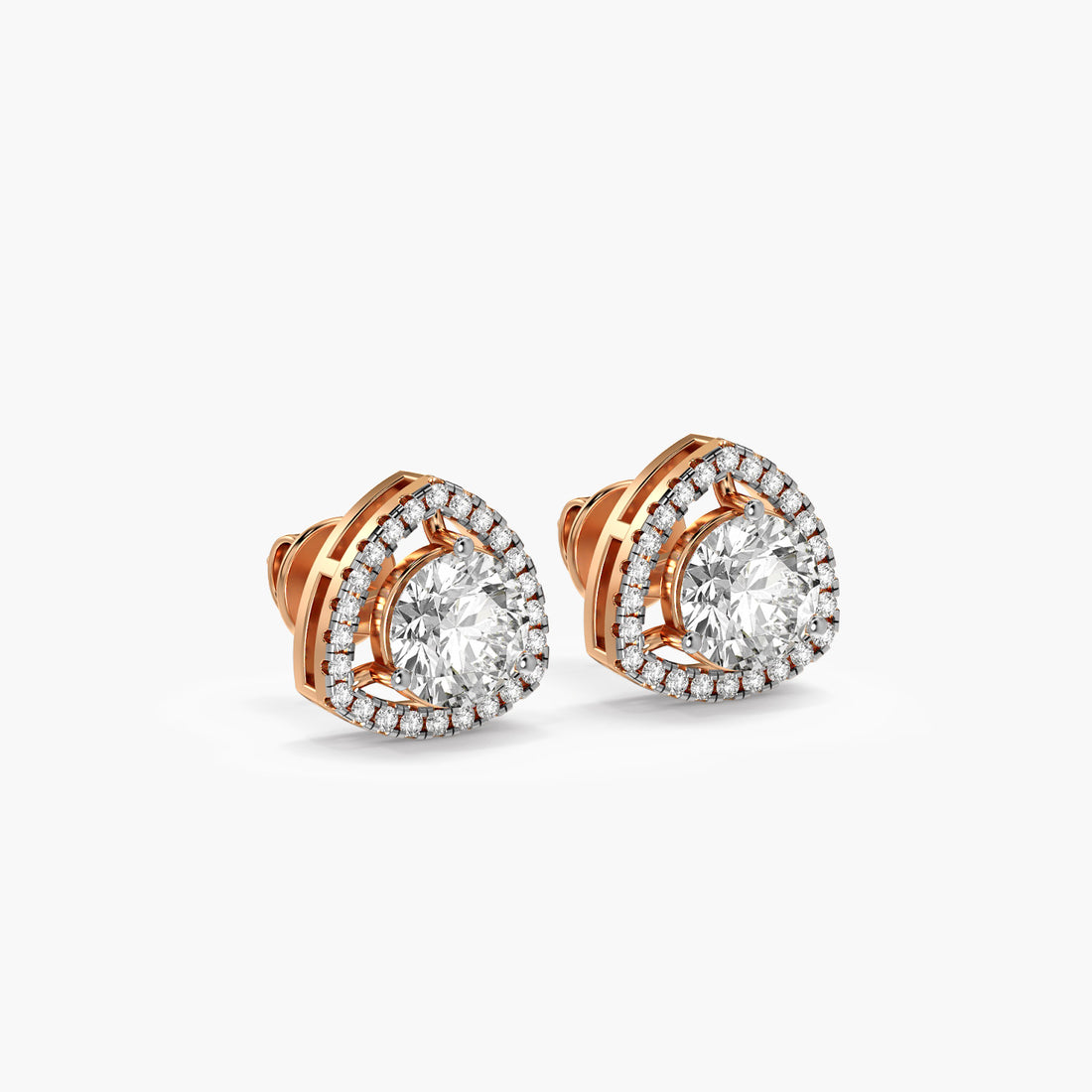 Trilliant Halo - 3D View in Rose Gold - Trilliant Diamond Jewellery by Moena