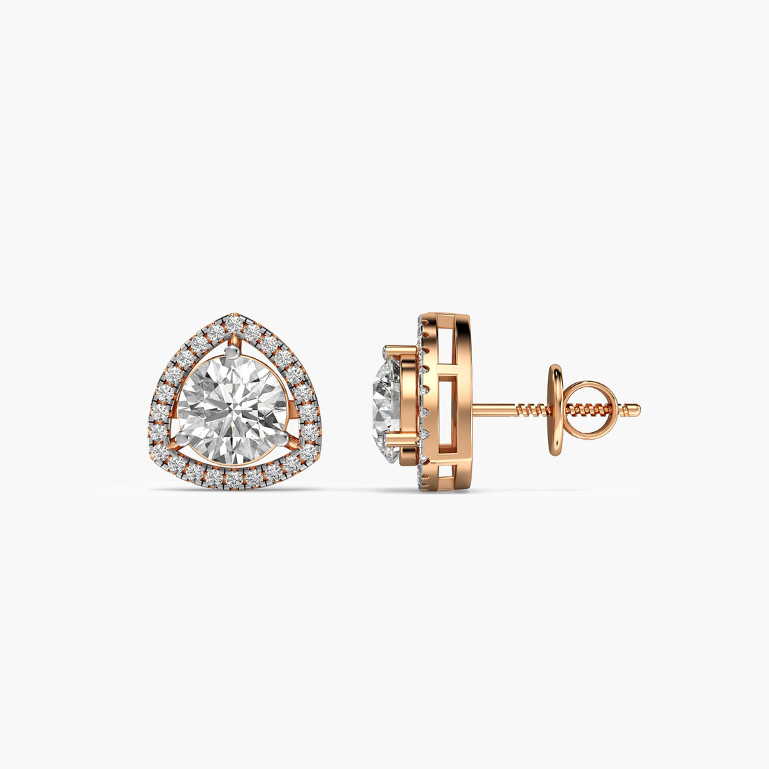 Trilliant Halo - Side View in Rose Gold - Trilliant Diamond Jewellery by Moena