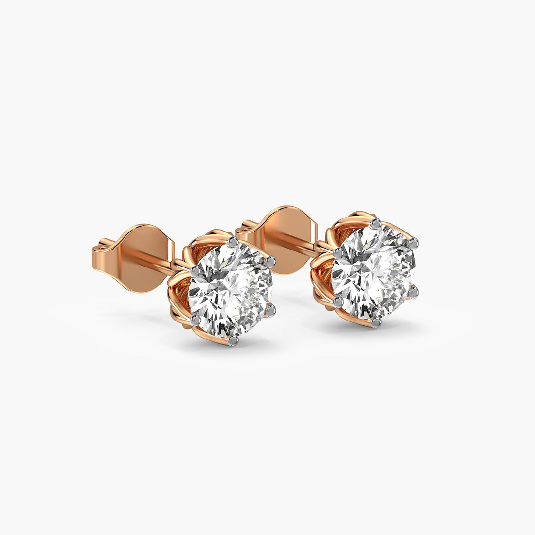 Petal Crown Lab-Grown Diamond Studs - 3D View in Rose Gold - Diamond Stud by Moena