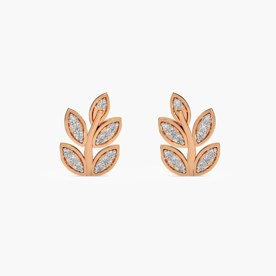 Verdant Glow Earrings - Front View in Rose Gold - Diamond Earring by Moena
