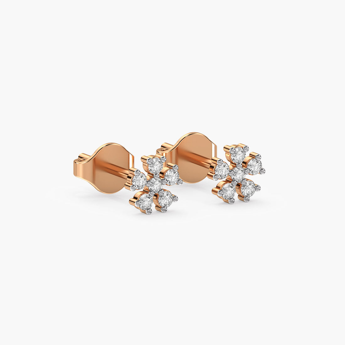 Lustre Flora Earrings - 3D View in Rose Gold - Diamond Earring by Moena