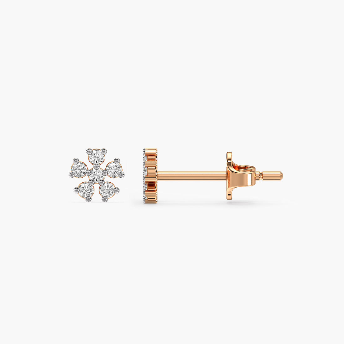 Lustre Flora Earrings - Side View in Rose Gold - Diamond Earring by Moena