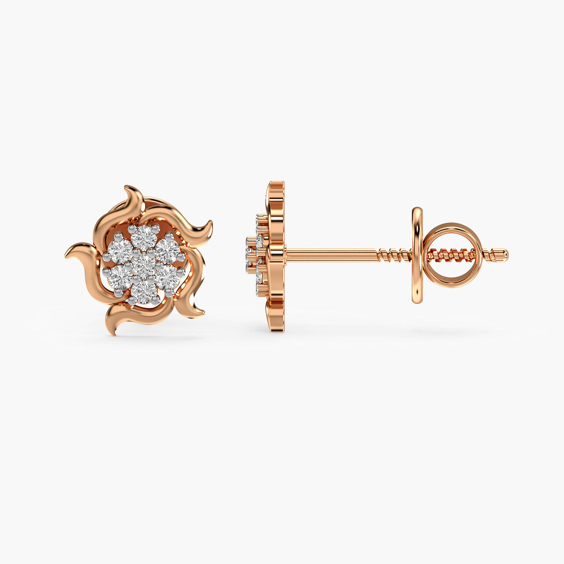 Golden Flame - Side View in Rose Gold - Diamond Jewellery by Moena