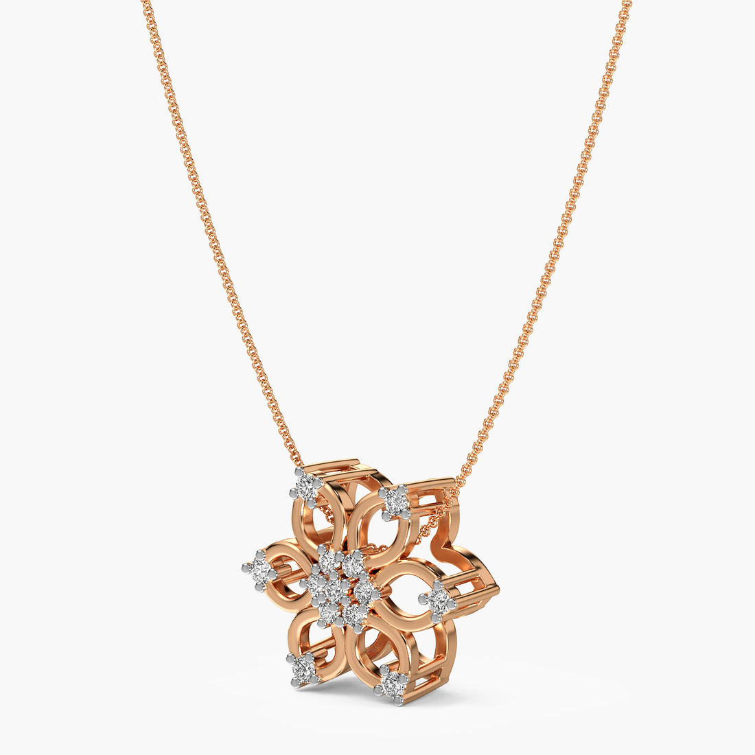 Floral Radiance Earrings - 3D View in Rose Gold - Diamond Earring by Moena