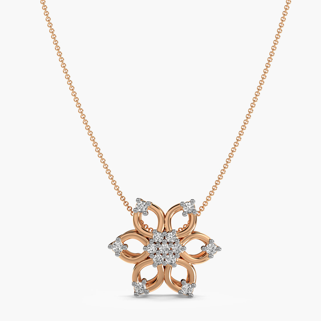 Floral Radiance Earrings - Front View in Rose Gold - Diamond Earring by Moena