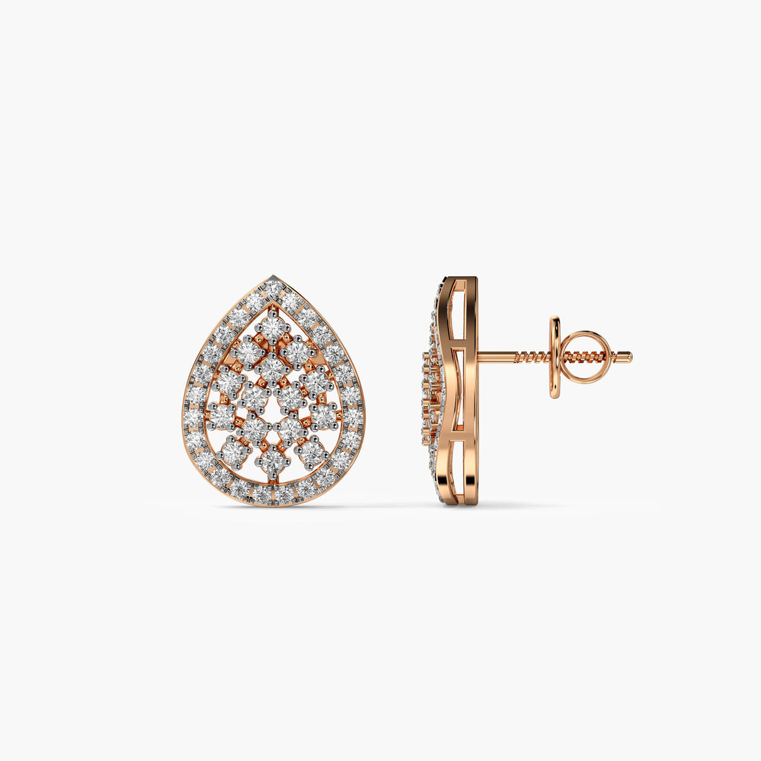 Teardrop Shine Studs - Side View in Rose Gold - Diamond Stud by Moena