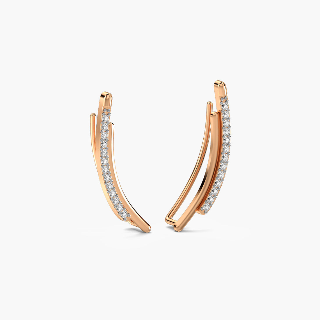 Sleek Radiance - 3D View in Rose Gold - Diamond Jewellery by Moena