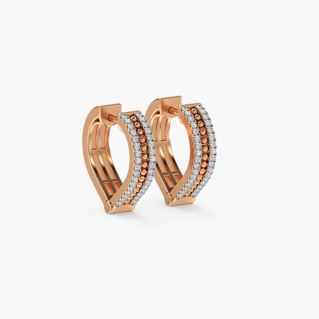 Shimmering Delight Hoops - 3D View in Rose Gold - Diamond Jewellery by Moena