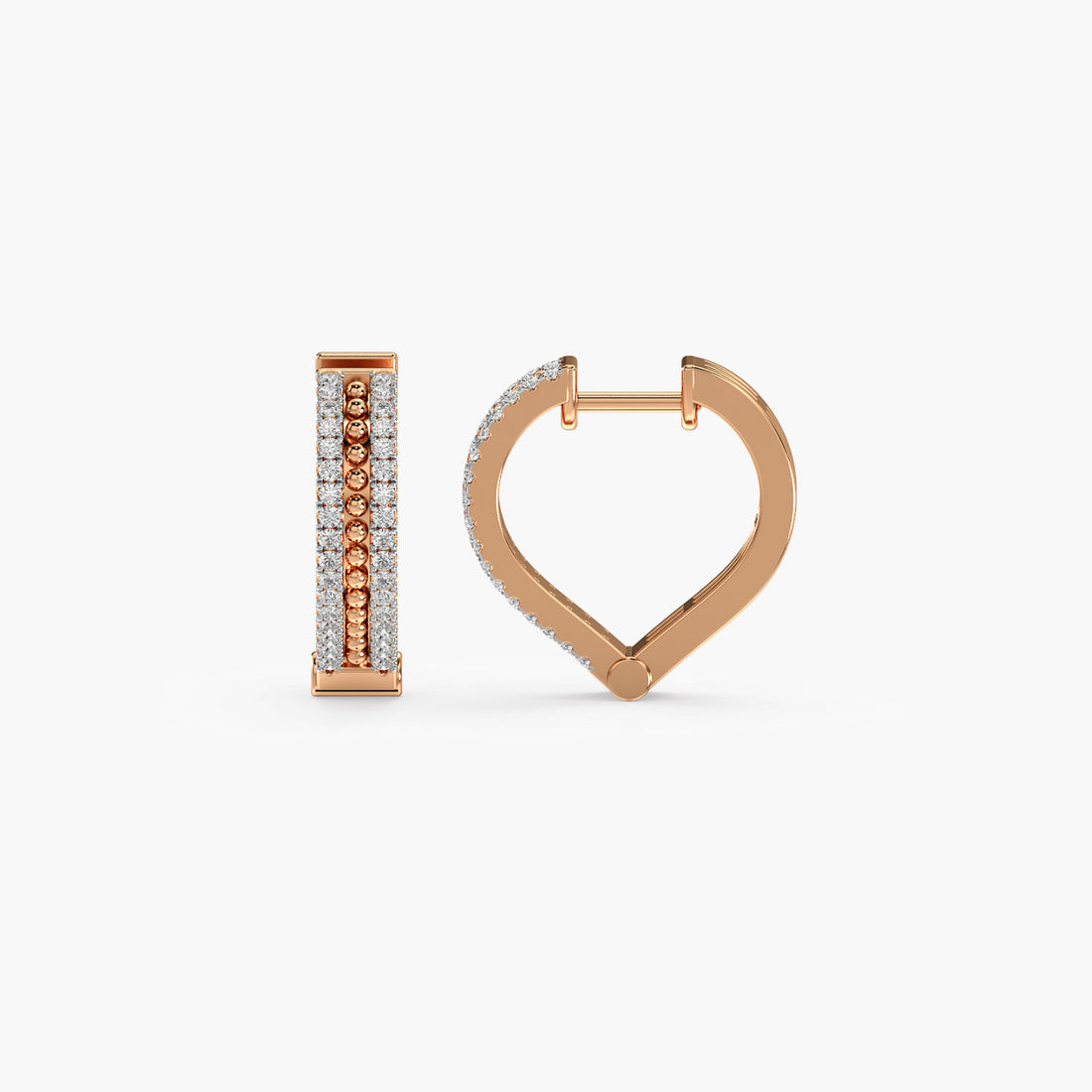 Shimmering Delight Hoops - Side View in Rose Gold - Diamond Jewellery by Moena