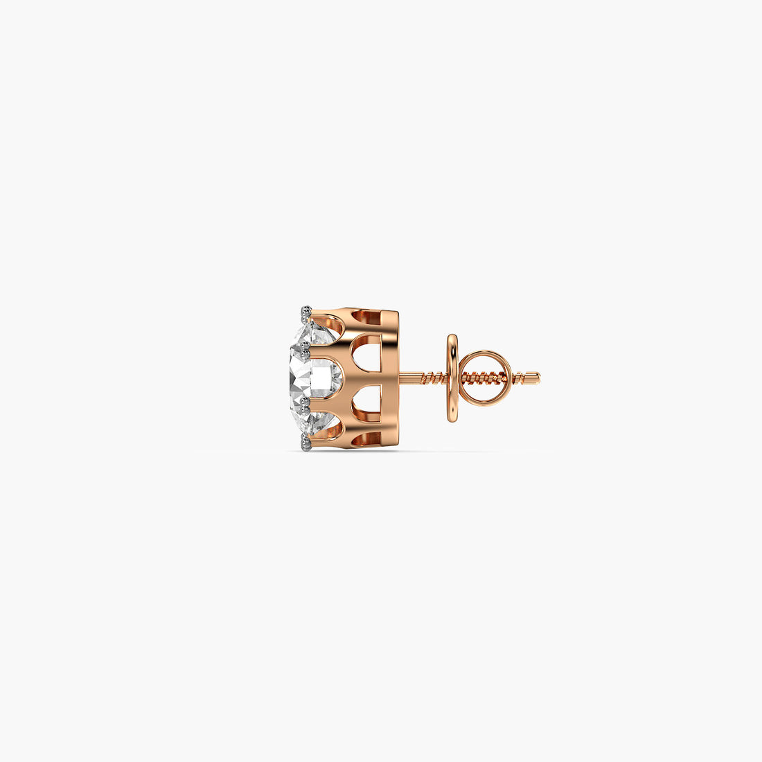Classic Solitaire Men's Stud - Side View in Rose Gold - Diamond Stud by Moena