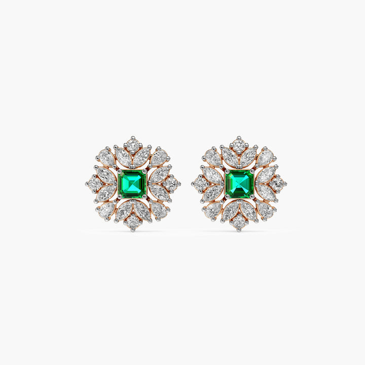 Green Bloom Stud Earrings