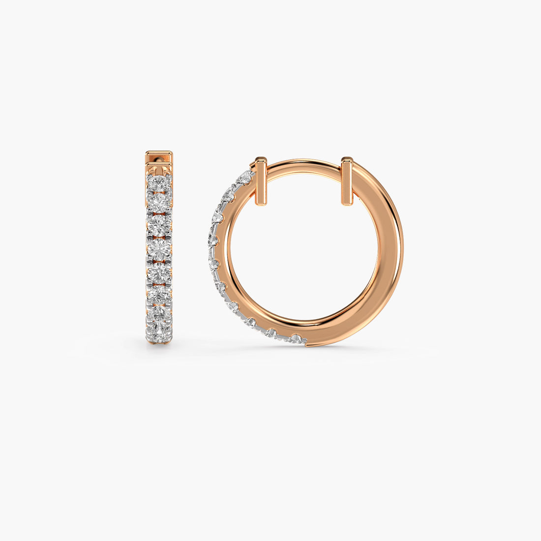 Luminous Harmony Hoops - Side View in Rose Gold - Diamond Jewellery by Moena