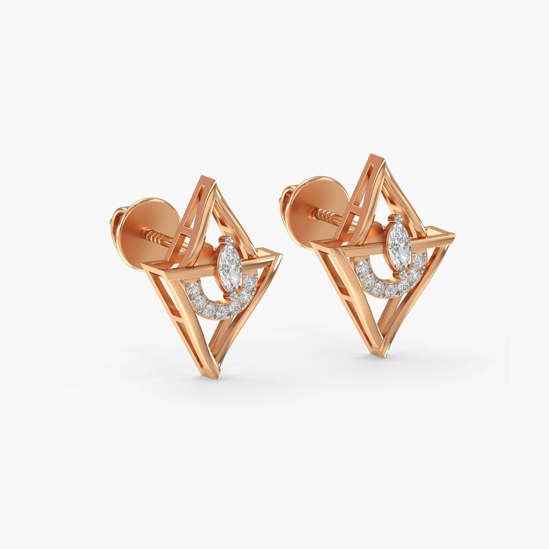 Prism Glow - 3D View in Rose Gold - Diamond Jewellery by Moena