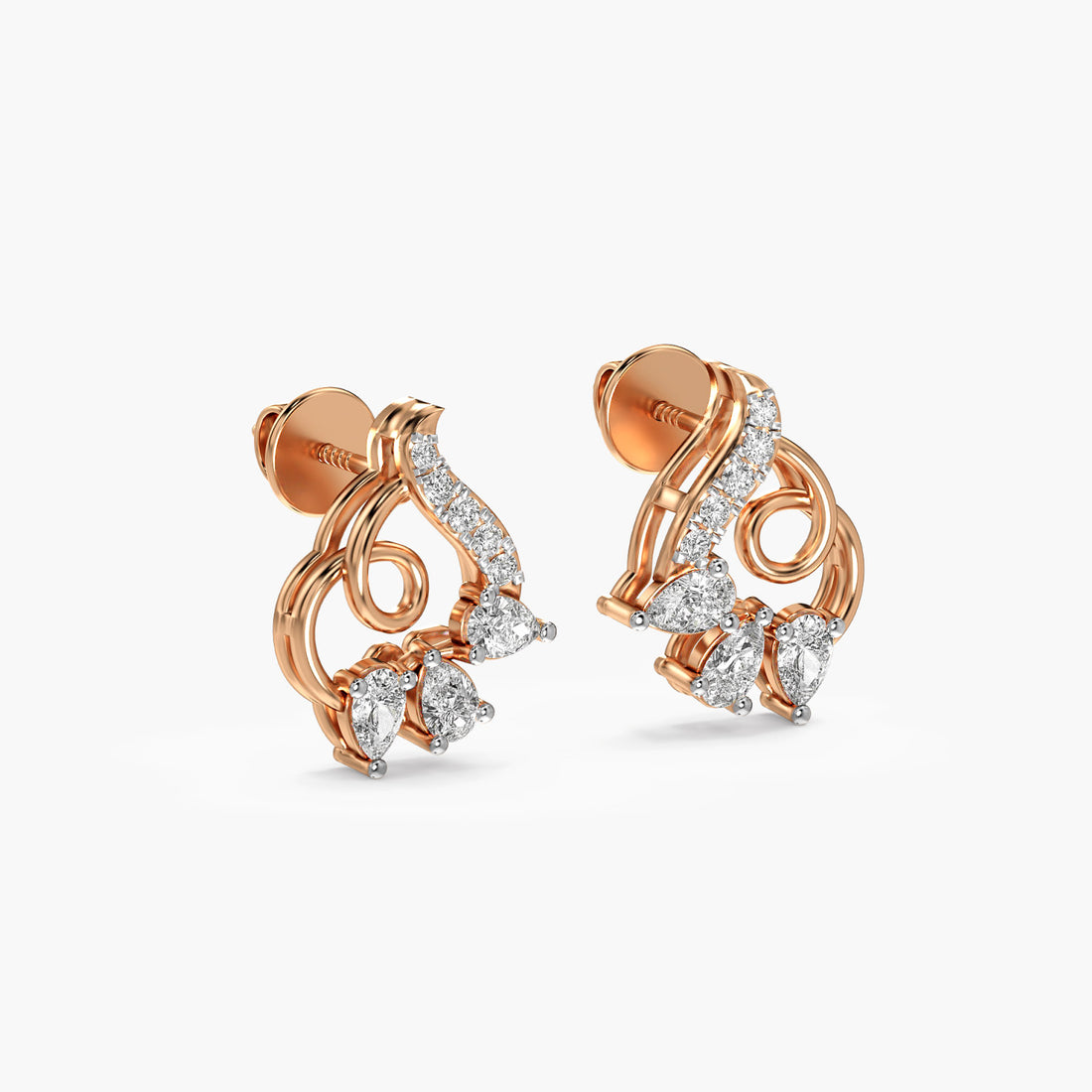 Bloom Whirl - 3D View in Rose Gold - Diamond Jewellery by Moena