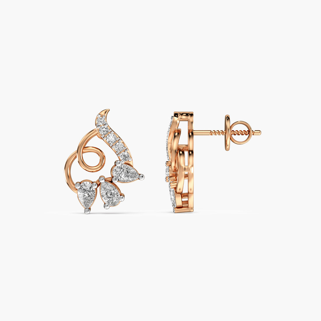 Bloom Whirl - Side View in Rose Gold - Diamond Jewellery by Moena