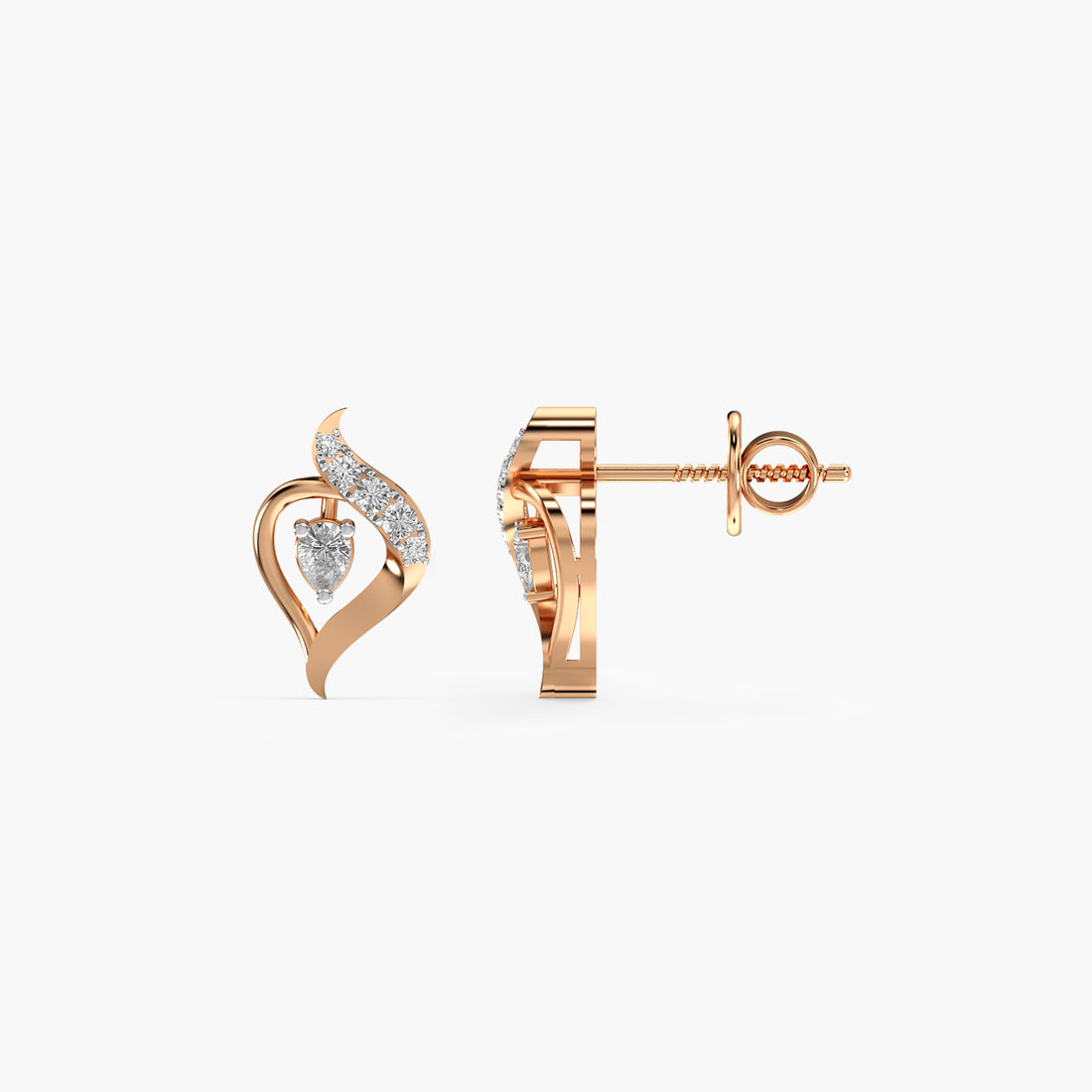 Heartfelt Sparkle - Side View in Rose Gold - Diamond Jewellery by Moena