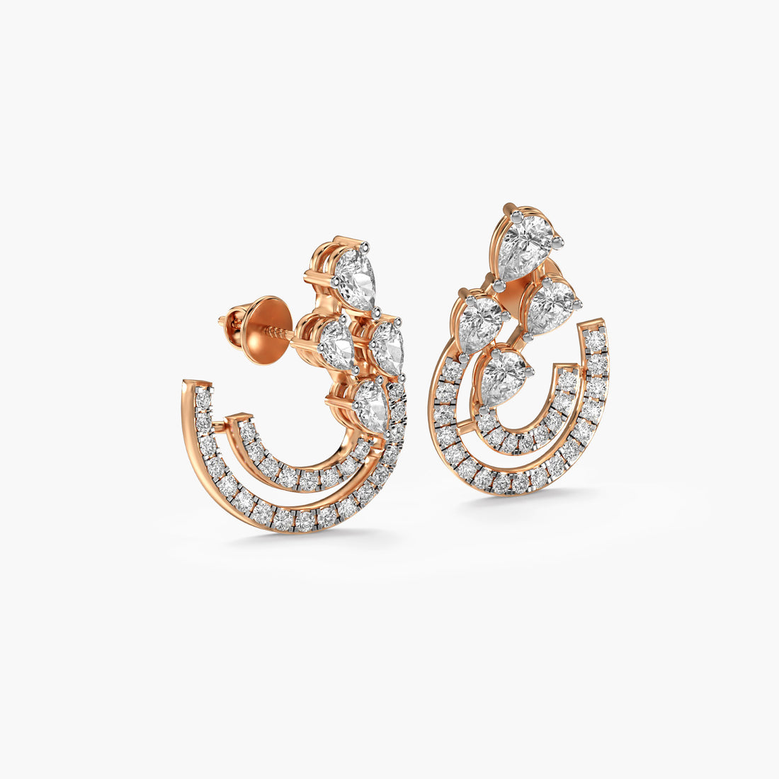 Dewdrop Arc - 3D View in Rose Gold - Diamond Jewellery by Moena