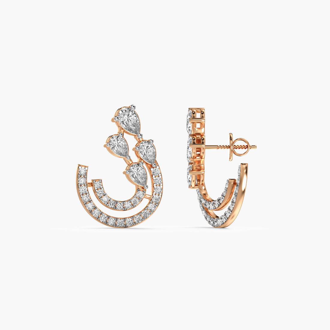 Dewdrop Arc - Side View in Rose Gold - Diamond Jewellery by Moena