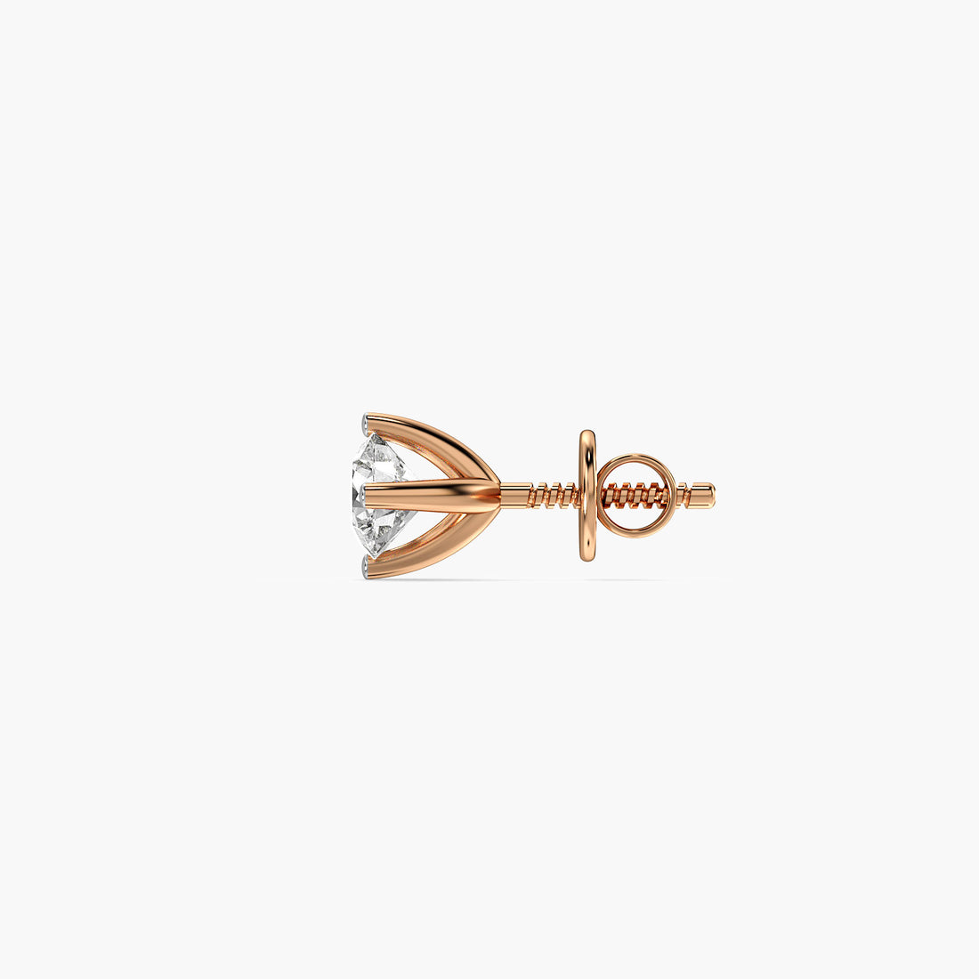 Classic Solitaire Diamond Stud - Side View in Rose Gold - Diamond Stud by Moena