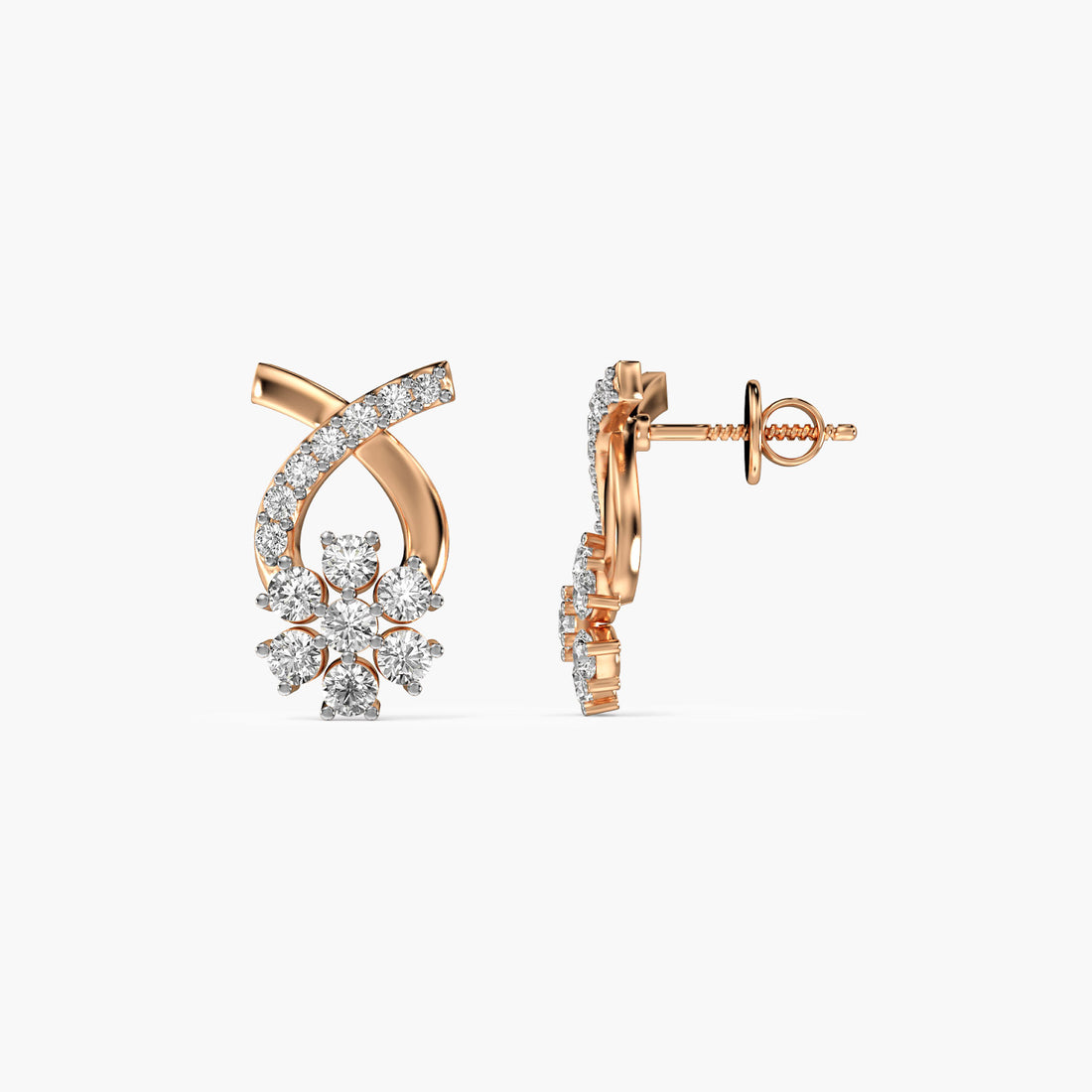 Bloom Knot - Side View in Rose Gold - Diamond Jewellery by Moena