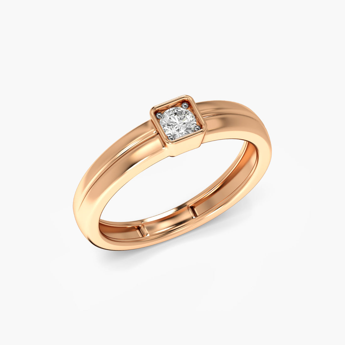 Prestige Square Ring - 3D View in Rose Gold - Diamond Ring by Moena