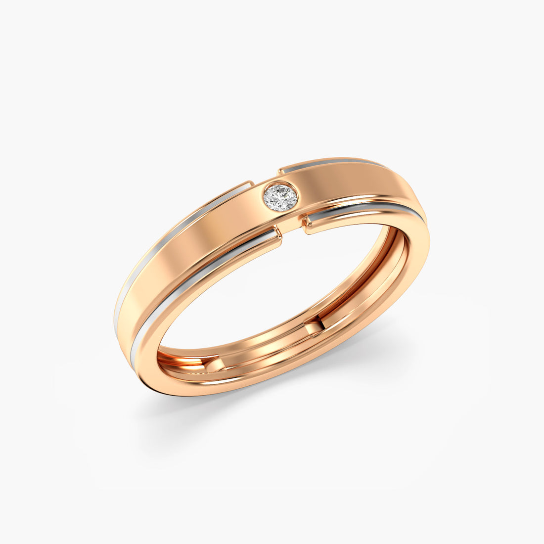 Titanium Edge Band - 3D View in Rose Gold - Diamond Ring by Moena