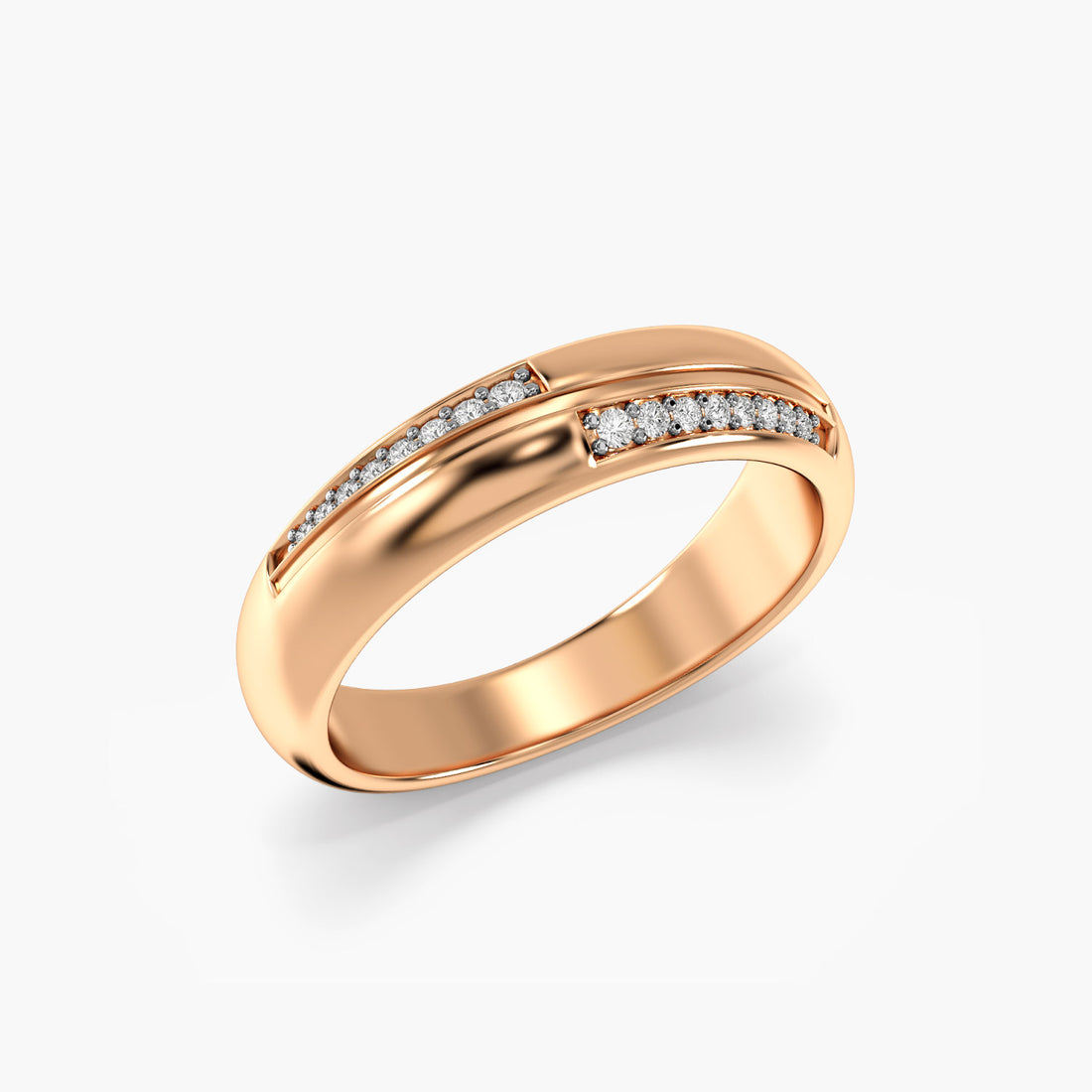 Infinity Groove Band - 3D View in Rose Gold - Diamond Ring by Moena