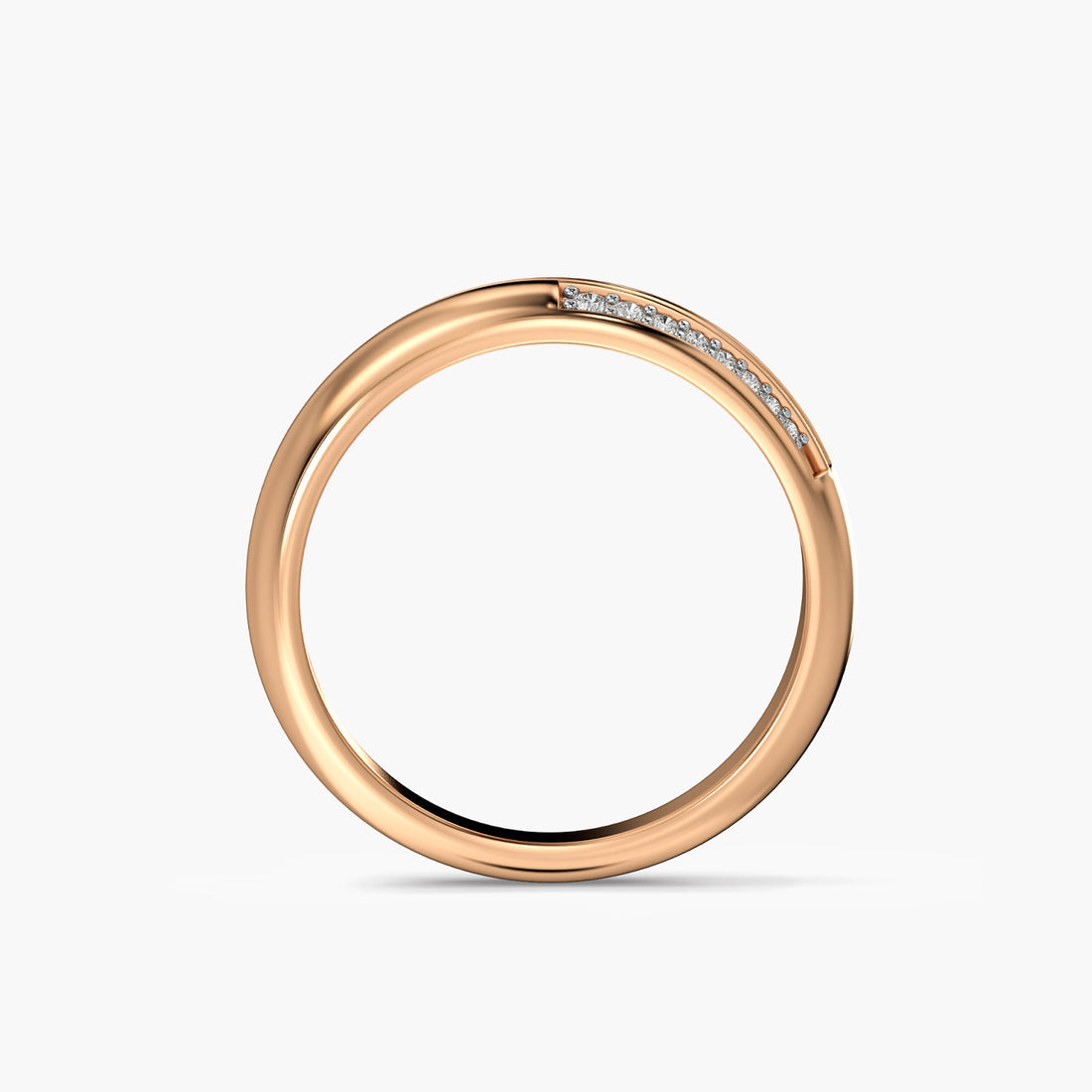 Infinity Groove Band - Front View in Rose Gold - Diamond Ring by Moena