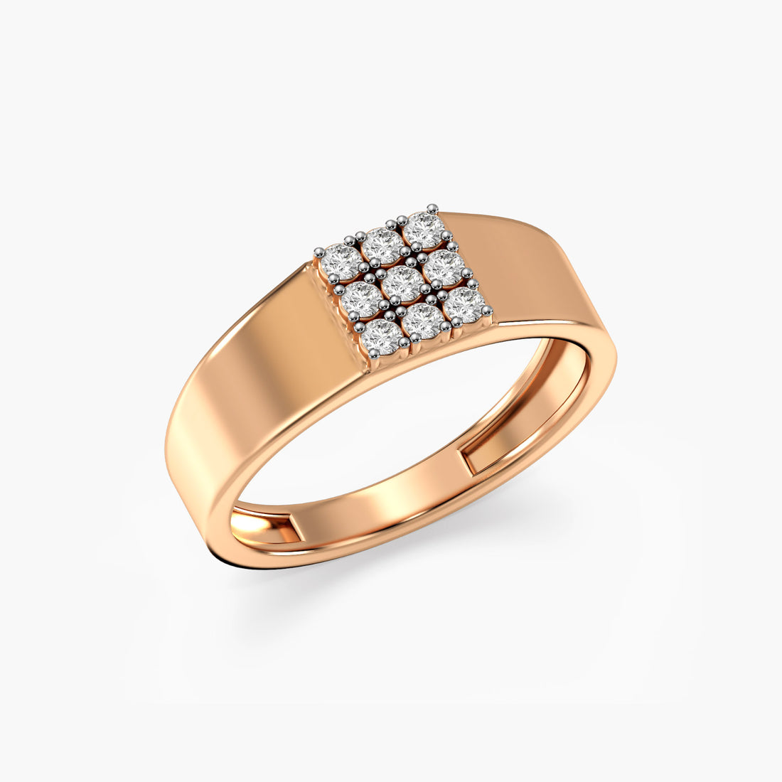 Royal Grid Ring - 3D View in Rose Gold - Diamond Ring by Moena