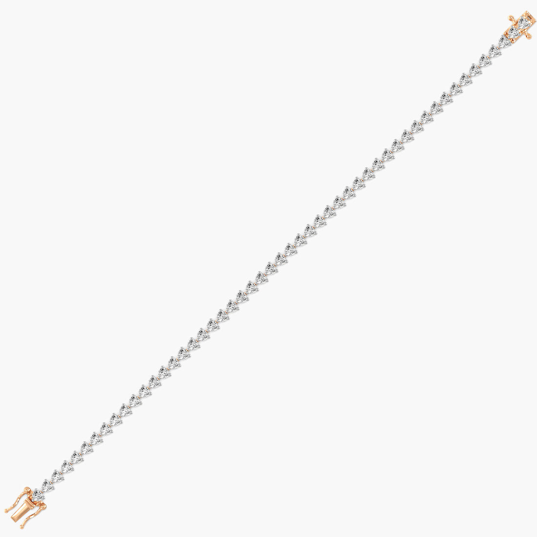 Classic 0.07 ct Round Diamond Tennis Bracelet - Side View in Rose Gold - Round Diamond Bracelet by Moena