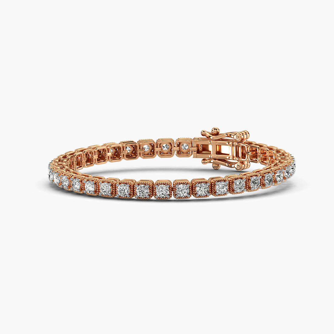 0.05 ct Sculpted Spark Tennis Bracelet - 3D View in Rose Gold - Diamond Bracelet by Moena