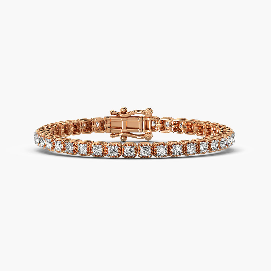 0.05 ct Sculpted Spark Tennis Bracelet - Front View in Rose Gold - Diamond Bracelet by Moena