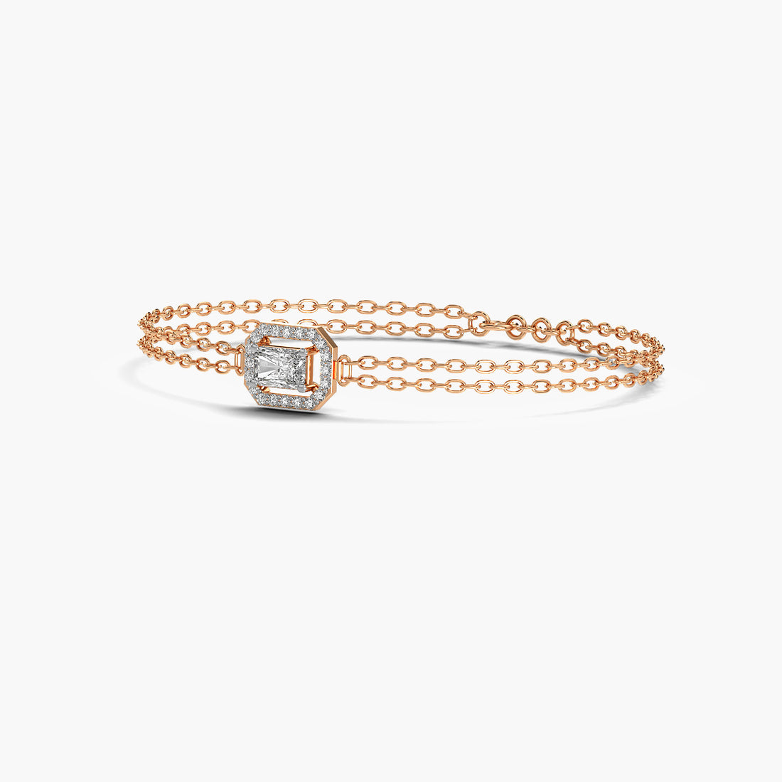 Edge Radiance Bracelet - 3D View in Rose Gold - Diamond Bracelet by Moena