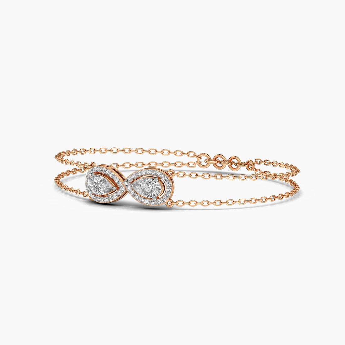 Parallel Shine Bracelet - 3D View in Rose Gold - Diamond Bracelet by Moena