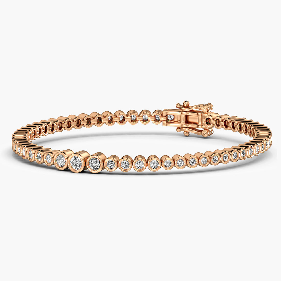 Bezel Bold Diamond Bracelet - 3D View in Rose Gold - Diamond Bracelet by Moena