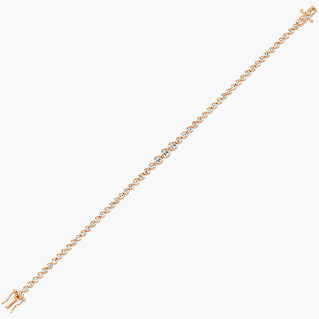 Bezel Bold Diamond Bracelet - Side View in Rose Gold - Diamond Bracelet by Moena