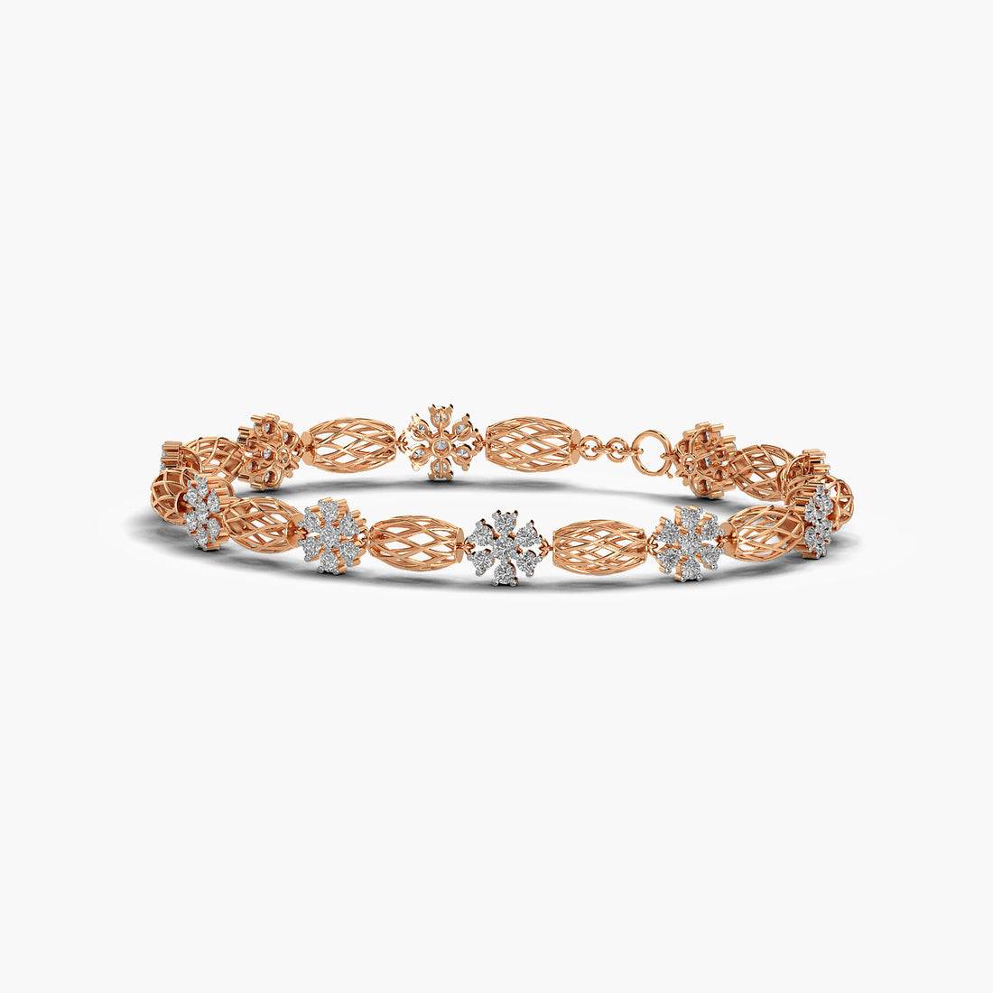 Vine Luxe Bracelet - 3D View in Rose Gold - Diamond Bracelet by Moena