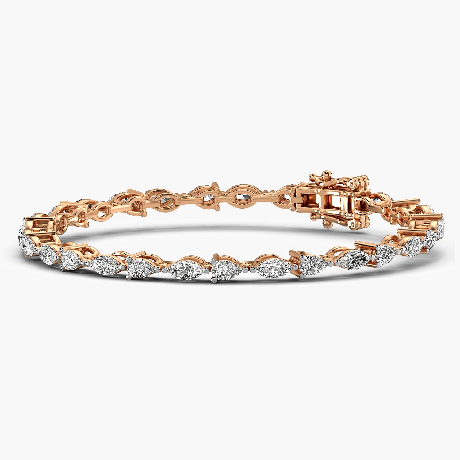 Pear & Marquise 0.10 ct Diamond Tennis Bracelet