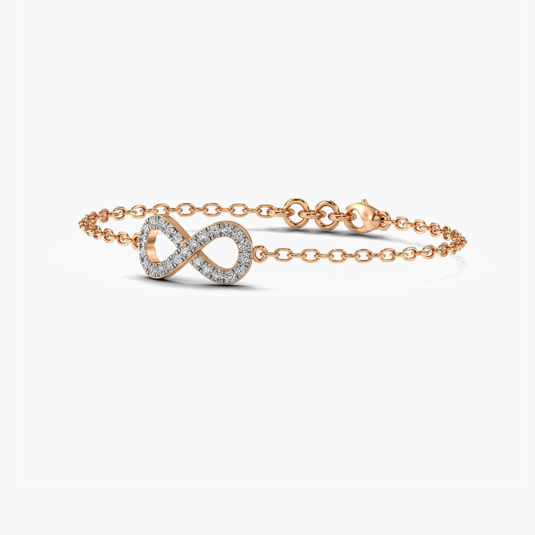 Infinity Bliss Bracelet - 3D View in Rose Gold - Diamond Bracelet by Moena