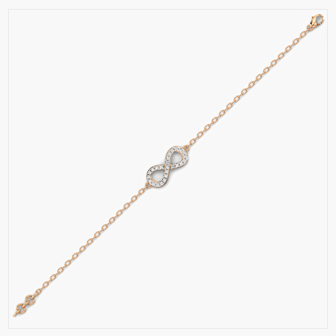 Infinity Bliss Bracelet - Side View in Rose Gold - Diamond Bracelet by Moena