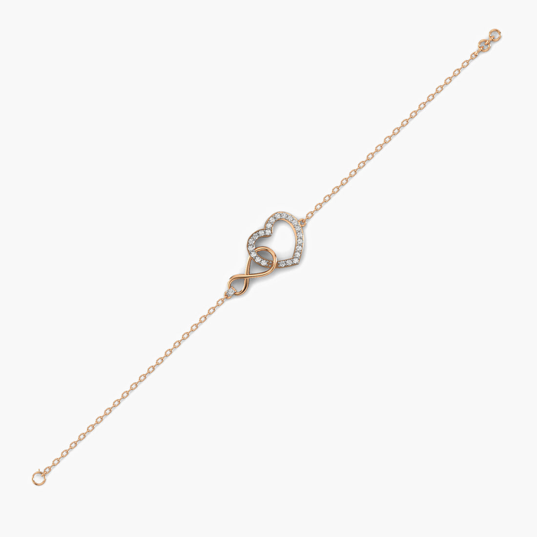 Heartstrings Bracelet - Side View in Rose Gold - Diamond Bracelet by Moena