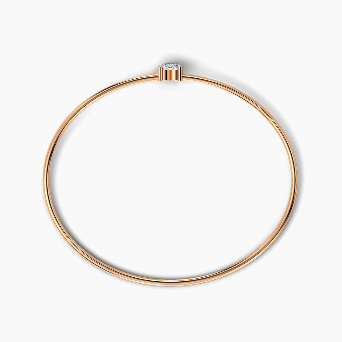 Solitaire Heart Glow - Standard View in Rose Gold - Heart Diamond Bracelet by Moena