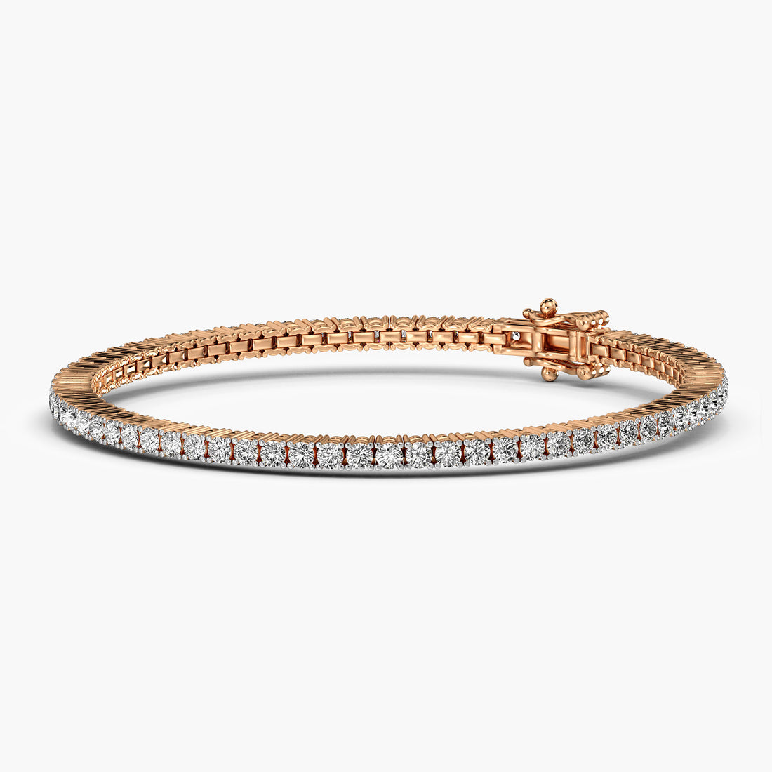 Grace Line 0.03 ct Diamond Tennis Bracelet - 3D View in Rose Gold - Diamond Bracelet by Moena