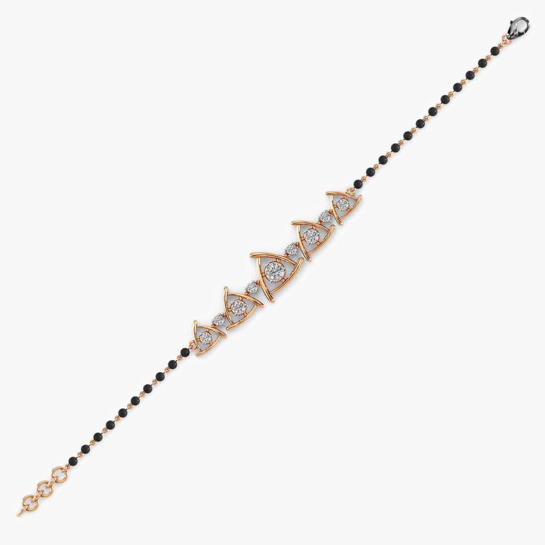 Tria Radiance Mangalsutra Bracelet - Side View in Rose Gold - Diamond Bracelet by Moena