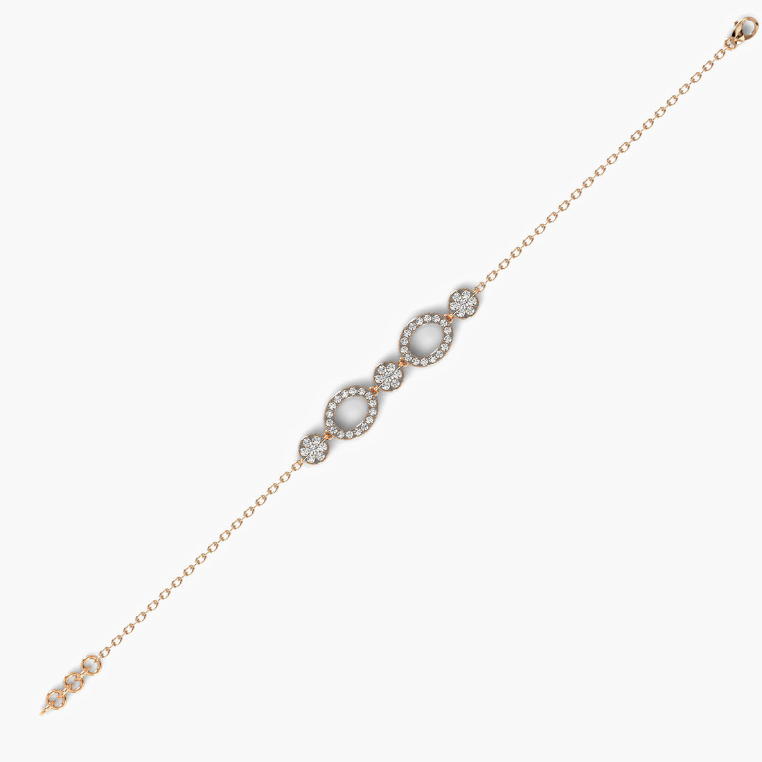 Opulent Halo Bracelet - Standard View in Rose Gold - Diamond Bracelet by Moena