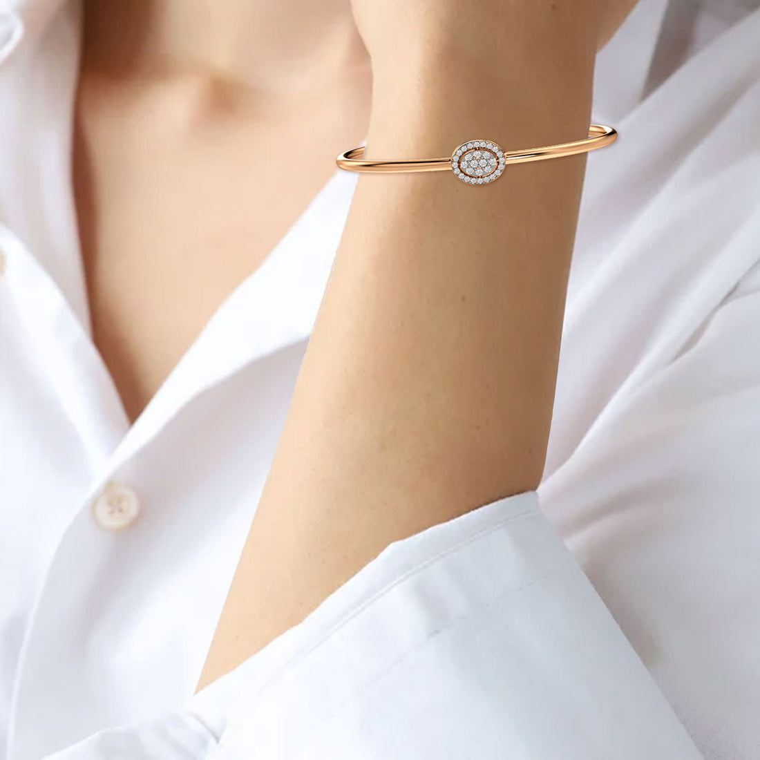 Regent Glow Bracelet - Model View in Rose Gold - Diamond Bracelet by Moena