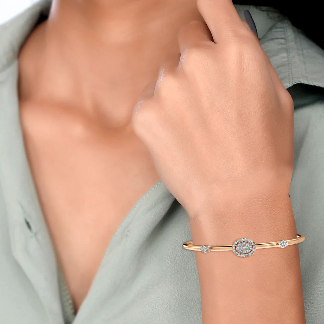 Celeste Charm Bracelet - Model View in Rose Gold - Diamond Bracelet by Moena