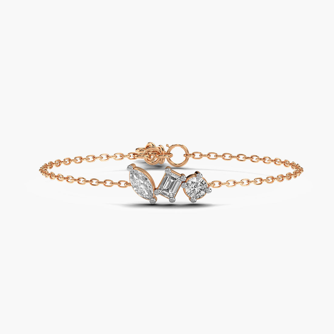 Trinity Spark Bracelet - Top View in Rose Gold - Diamond Bracelet by Moena